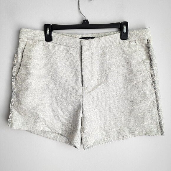 NWOT Banana Republic Cream Ryan Tweed Metallic Fringe Detail Shorts - Picture 3 of 10
